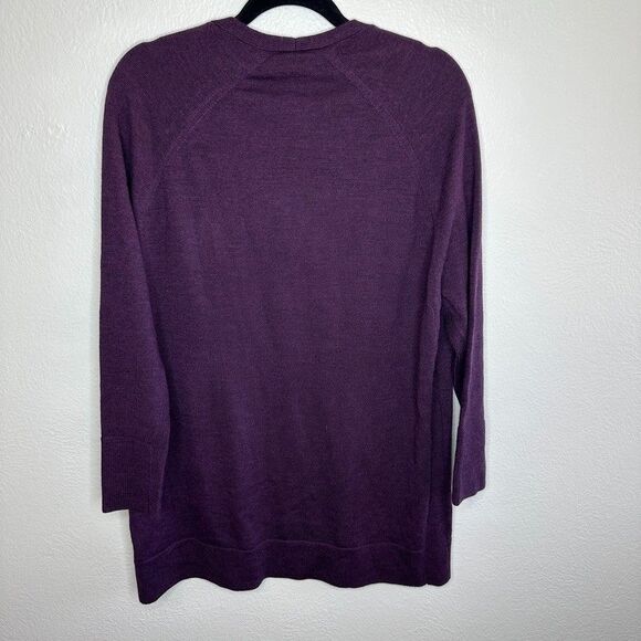 Eileen Fisher Merino Wool Tunic Sweater M Purple V Neck NWT $238 Minimalist - Picture 2 of 8